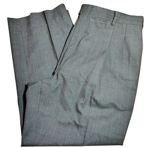 JOS Bank Men Striped Wool Dress Pants Flat Front Pleated Gray vtg luxury‎ formal